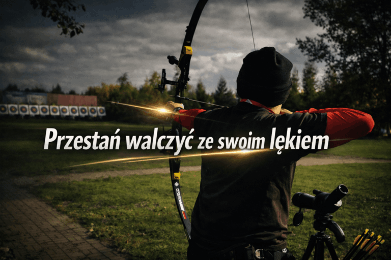 grafika z napisem "Przestań walczyć ze swoim lękiem"
